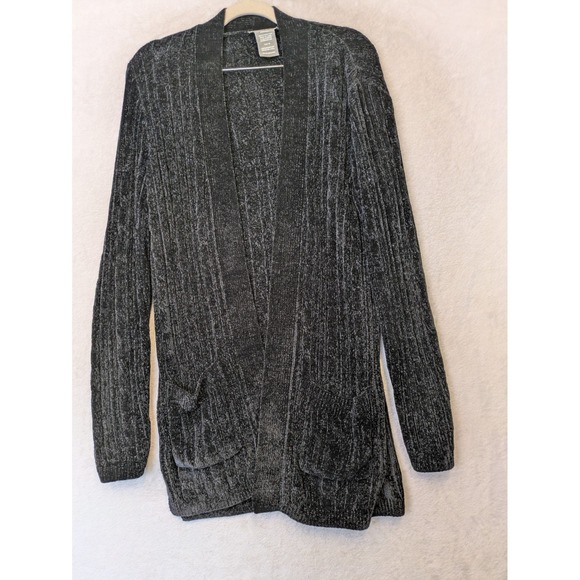 Matty M Sweaters - Matty M Cardigan Women's Medium Black Open Front Chenille Knit Pockets